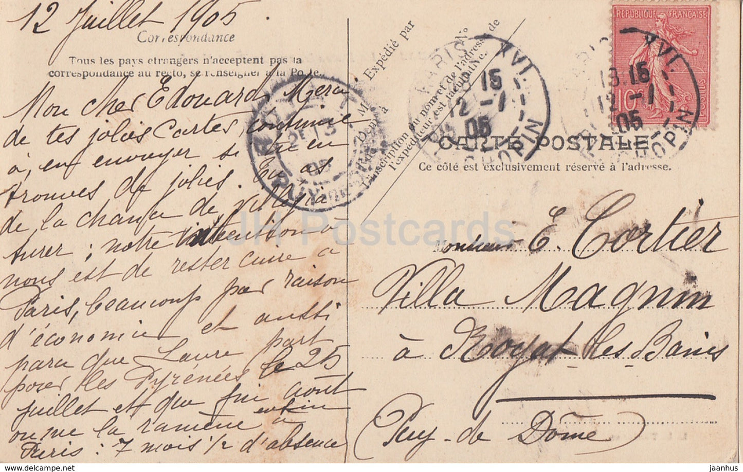 Toulouse - La Dalbade - vue du Pont Neuf - 31 - old postcard - 1905 - France - used