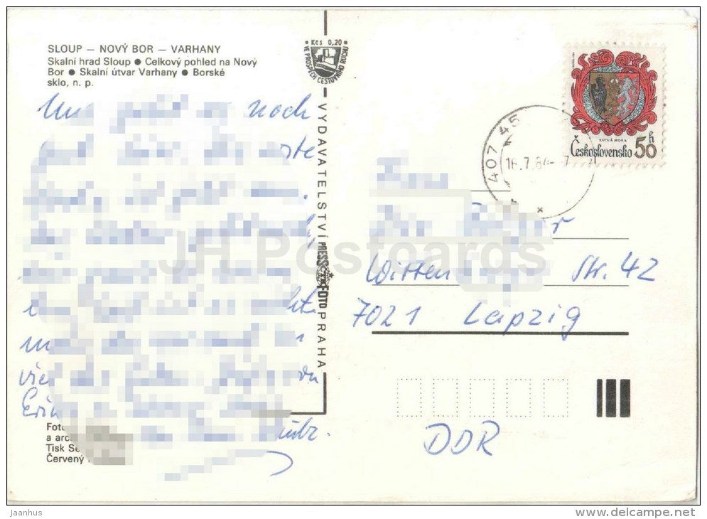 rock castle Sloup - Sloup - Borski glass - Novy Bor - Varhany - Czechoslovakia - Czech - used 1984 - JH Postcards