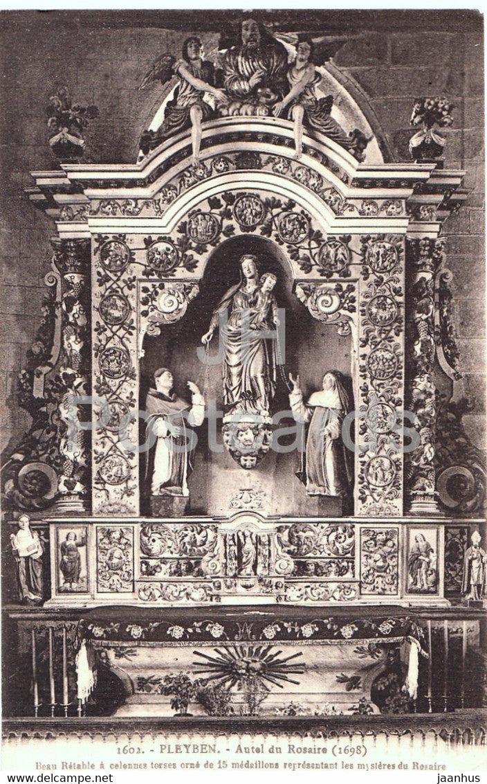 Pleyben - Autel de Rosaire - 1602 - old postcard - France - unused - JH Postcards