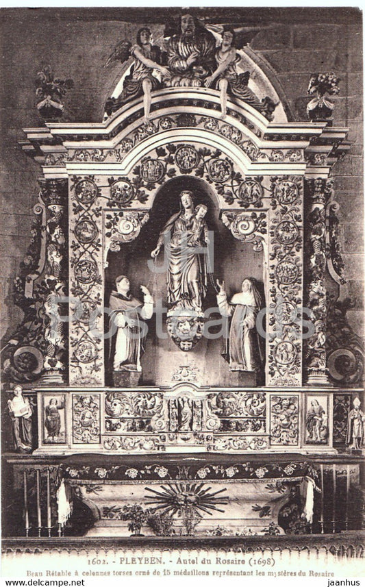 Pleyben - Autel de Rosaire - 1602 - old postcard - France - unused - JH Postcards