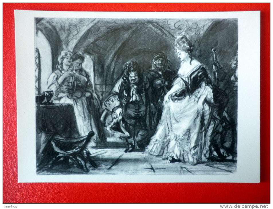 illustration by D. Shmarinov . Volkova - Novel by A. Tolstoy Peter I - 1978 - Russia USSR - unused - JH Postcards