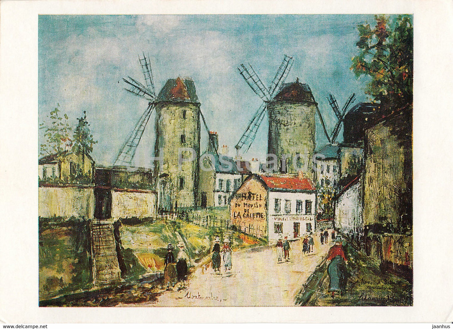 painting by Maurice Utrillo - Muhlen im Wind - windmill - French art - 1971 - Germany - unused - JH Postcards