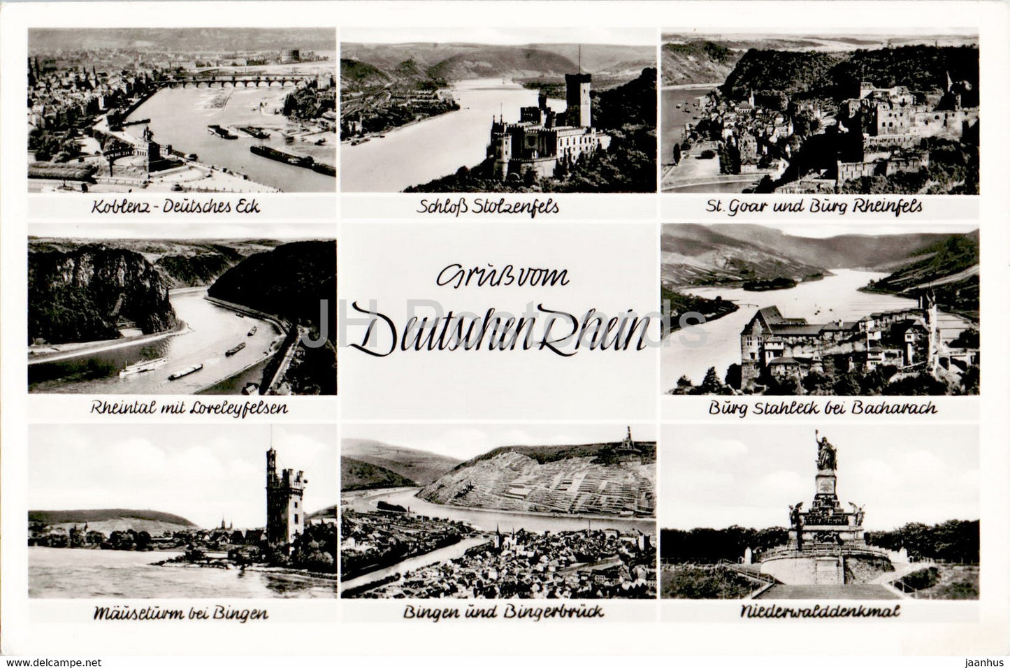 Gruss vom Deutschen Rhein - Koblenz - Schloss Stolzenfels - Rheintal - Burg Stahleck - old postcard - Germany - unused - JH Postcards