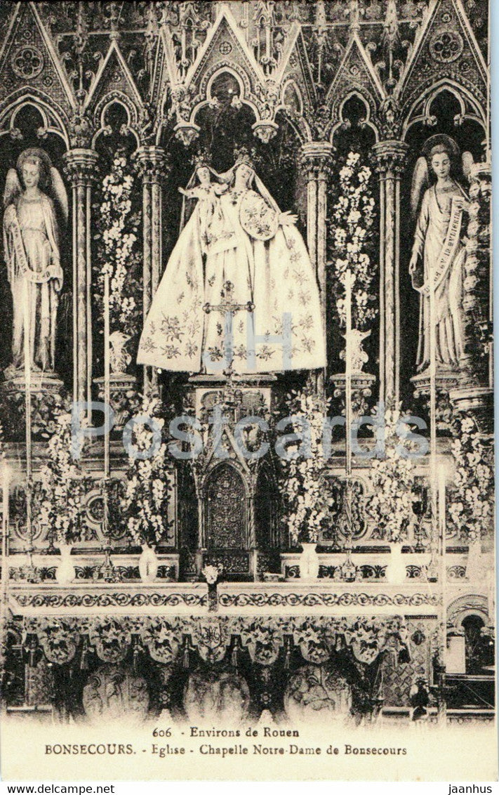 Environs de Rouen - Bonsecours - Eglise - Chapelle Notre Dame de Bonsecours - church - old postcard - France - unused - JH Postcards