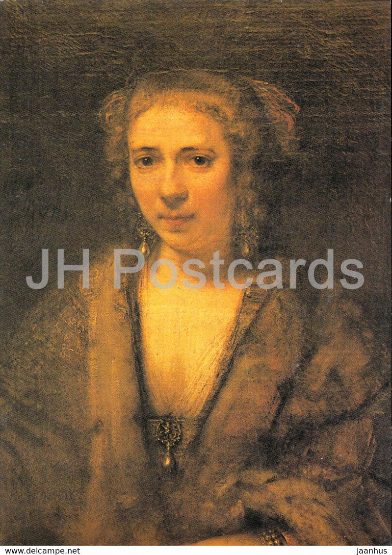 painting by Rembrandt van Rijn - Hendrickje Stoffels - Dutch art - Germany - unused - JH Postcards