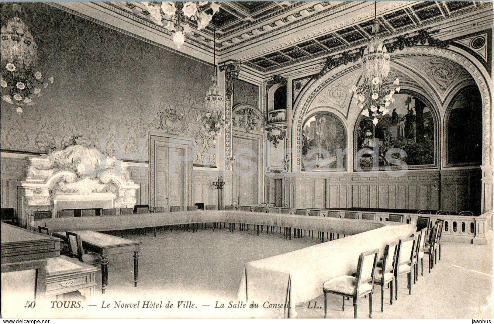 Tours - Le Nouvel Hotel de Ville - La Salle du Conseil - 50 - old postcard - France - used - JH Postcards