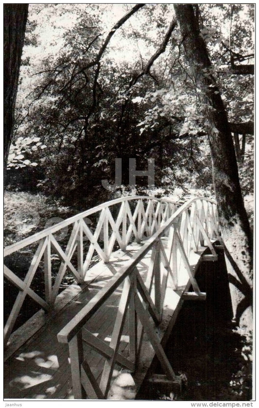 park - wooden bridge - Trigorskoye - 1987 - Russia USSR - unused - JH Postcards