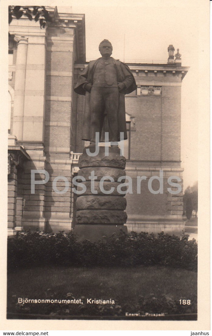 Kristiania - Oslo - Bjornsonmonumentet - Bjornson monument - 188 - old postcard - Norway - unused - JH Postcards