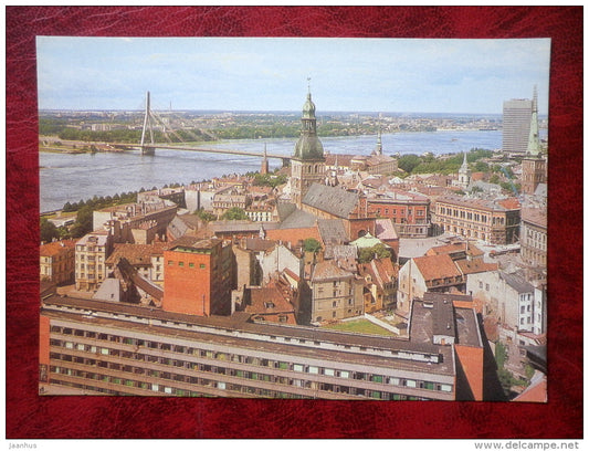 panorama of the city - bridge - Daugava river - Riga  - 1987 - Latvia - USSR - unused - JH Postcards