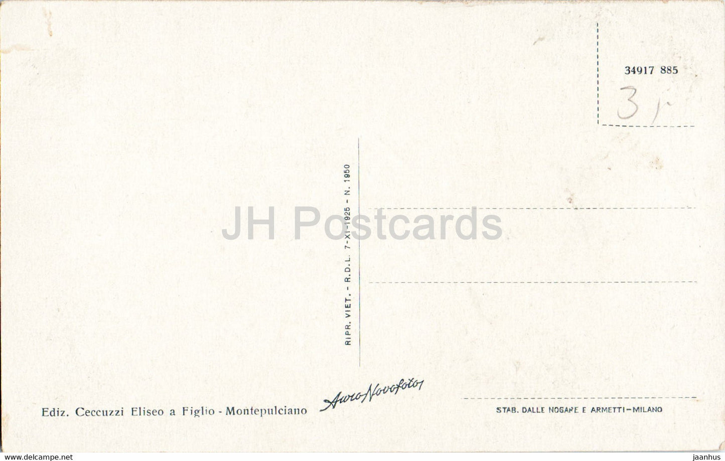 Montepulciano 605 m - Pozzo dei Grifi e dei Leoni e Palazzo Comunale - old postcard - Italy - unused