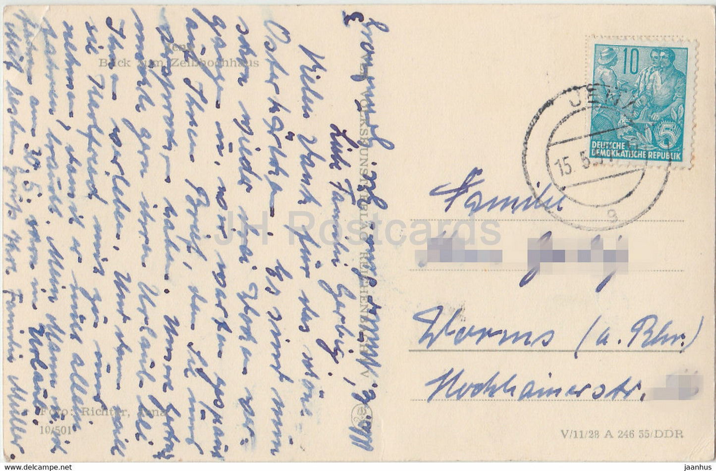 Jena - Blick - alte Postkarte - 1957 - Deutschland DDR - gebraucht