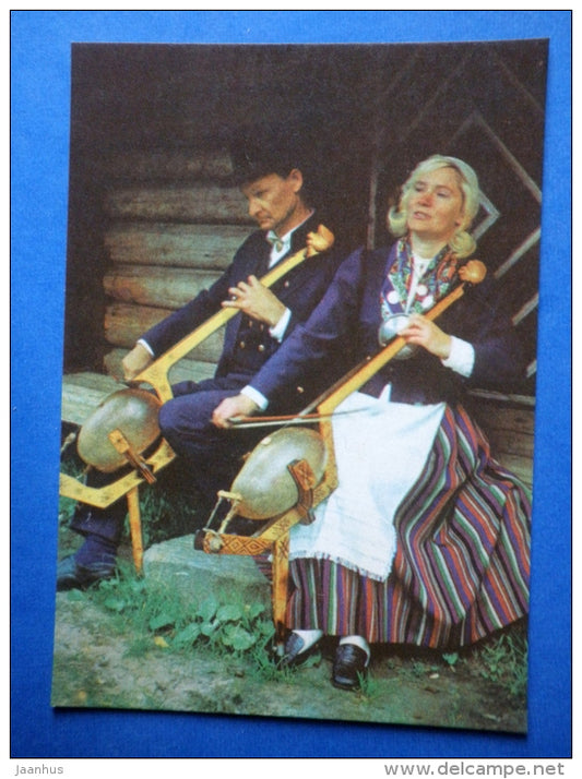 Baddler Fiddles - Estonian folk instruments - folk costume - 1979 - Estonia USSR - unused - JH Postcards