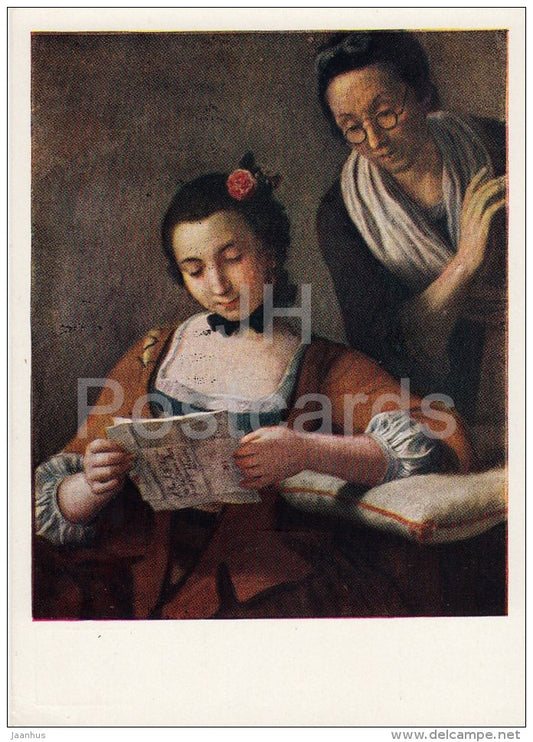 painting by Pietro Rotari - Readers - women - Italian art - 1958 - Russia USSR - unused - JH Postcards