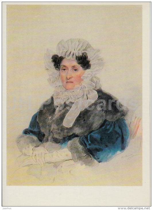 painting by P. Sokolov - Portrait of Y. Osterman-Tolstaya , 1830s - woman - Russian art - 1984 - Russia USSR - unused - JH Postcards