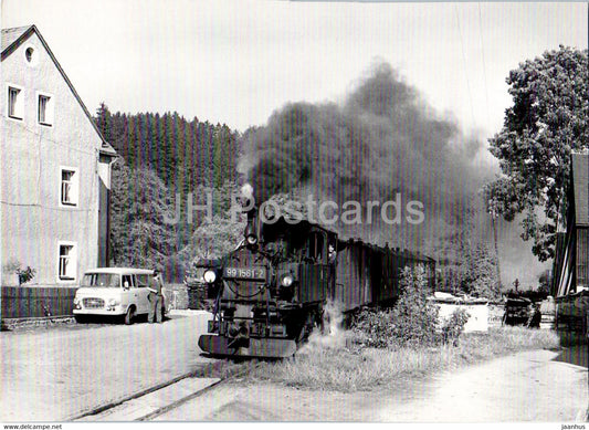 Schmalspurdampflokomotive 991561 - Haltepunkt Oberschmiedeberg - cars - train - railway - locomotive - Germany - unused - JH Postcards