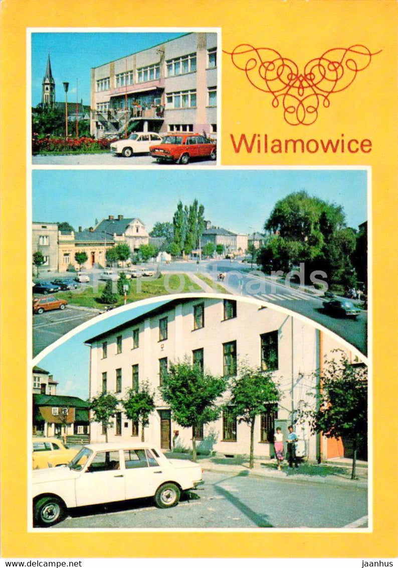 Wilamowice - Osrodek zdrowia - Rynek - Health Center - Market Square - car - Poland - unused - JH Postcards
