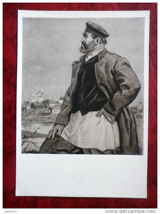 Drawing by D. A. Shmarinov - Ilya Artamonov , after Gorky Artamonov`s case - russian art - unused - JH Postcards