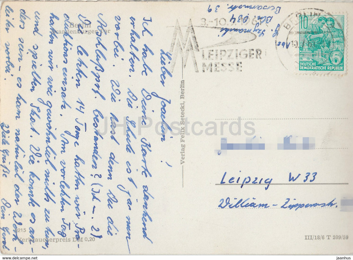 Berlin - Branderburger Tor - 1961 - Germany DDR - used