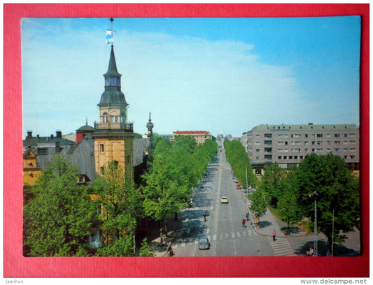 streets - national costumes - Rauma - E 87255 - Finland - sent from Finland Rauma to Estonia USSR 1974 - JH Postcards