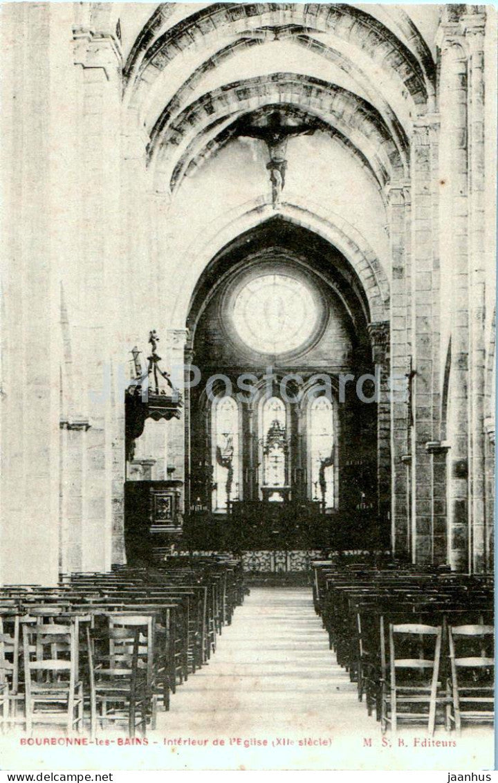 Bourbonne les Bains - Interieur de l'Eglise - interior of the church - old postcard - France - unused - JH Postcards
