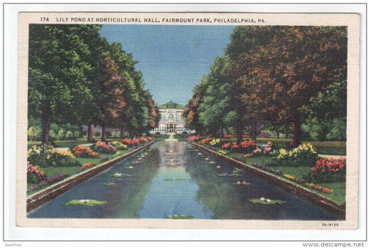 Lily Pond Horticultural Hall , Fairmount Park , Philadelphia - 174 - old postcard - USA - unused - JH Postcards