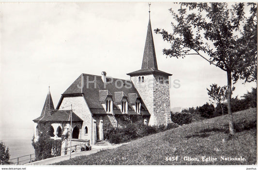 Glion - Eglise Nationale - church - 4454 - Switzerland - 1958 - used - JH Postcards