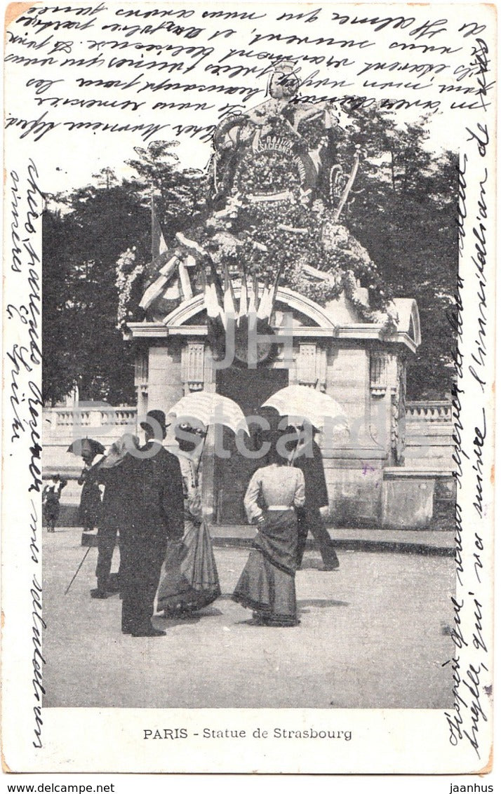 Paris - Statue de Strasbourg - 4298 - old postcard - 1905 - France - used - JH Postcards