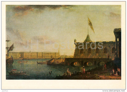 painting by F. Alexeyev - View of the Palace Embankment , 1790s - Russian art - Russia USSR - 1981 - unused - JH Postcards