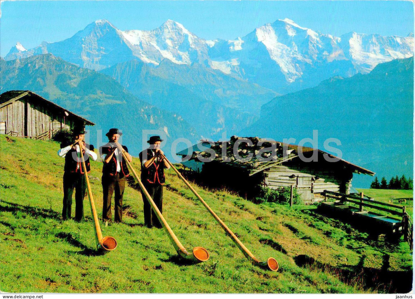 Eiger - Monch - Jungfrau - Berner Oberland - folk costume - folk music - 12566 - 1989 - Switzerland - used - JH Postcards