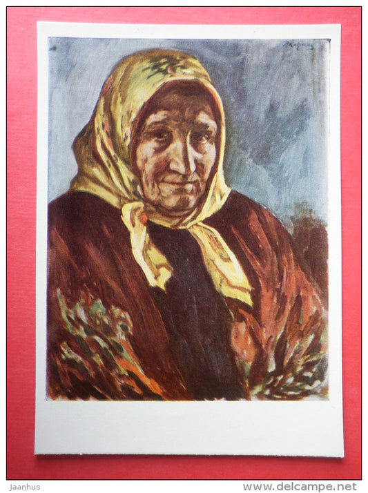 painting by Petras Kalpokas - Old Woman From palanga . 1929 - lithuanian art - unused - JH Postcards