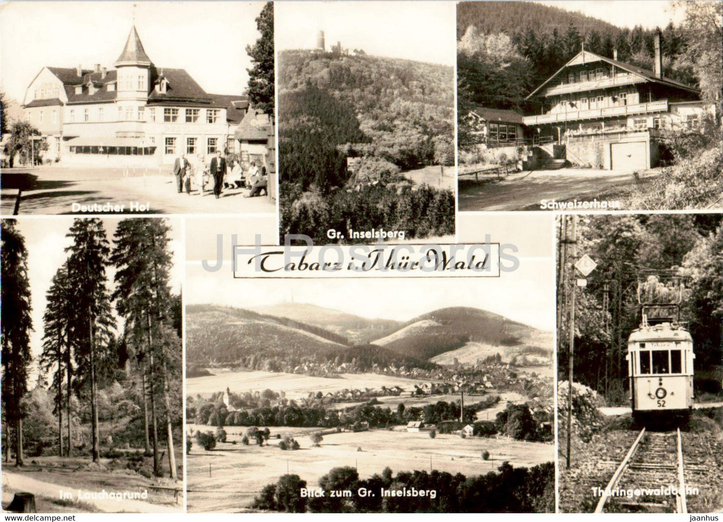 Tabarz i Thur Wald - Deutscher Hof - Gr Inselsberg - Schweizerhaus - tram - old postcard - 1970 - Germany DDR - used - JH Postcards