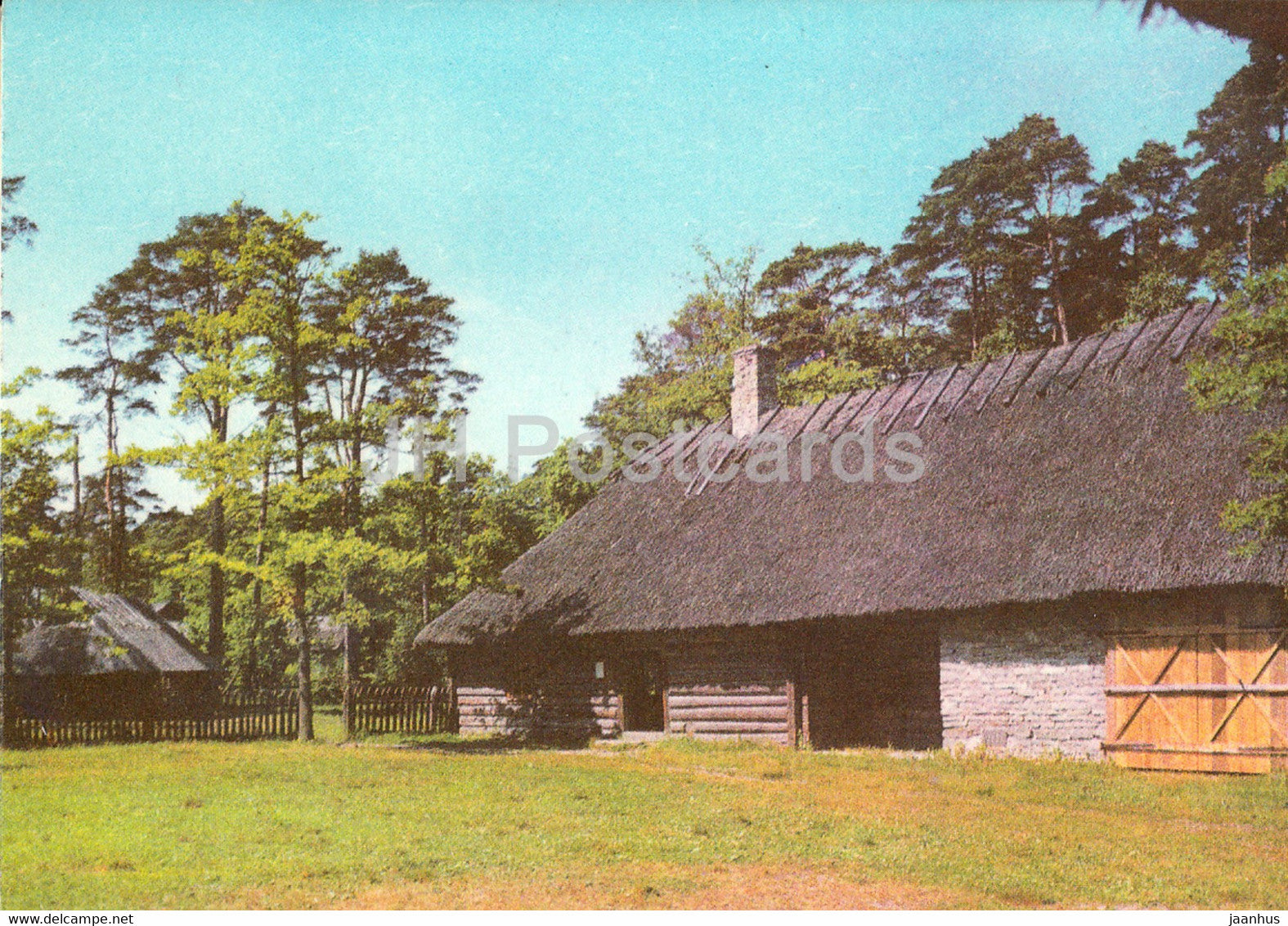 Estonian Open Air Museum - A North Estonian Cottage cum threshing barn - 1 - 1977 - Estonia USSR - unused - JH Postcards