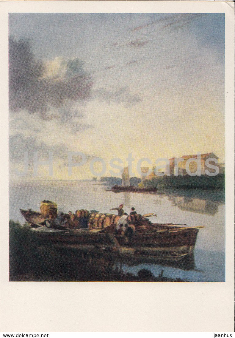 painting by Adam Pynacker - Barge on the river - Dutch art - 1964 - Russia USSR - unused - JH Postcards