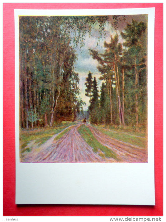 painting by Petras Kalpokas - Forest Road . 1912 - lithuanian art - unused - JH Postcards