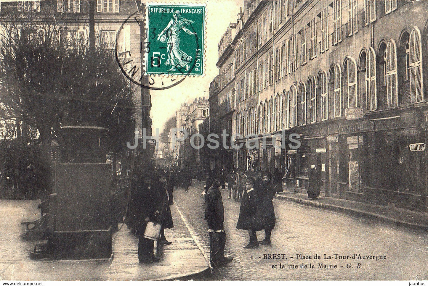 Brest - Place de La Tour d'Auvergne et la rue de la Mairie - 1 - old postcard - 1911 - France - used - JH Postcards