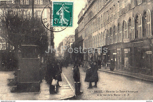 Brest - Place de La Tour d'Auvergne et la rue de la Mairie - 1 - old postcard - 1911 - France - used - JH Postcards