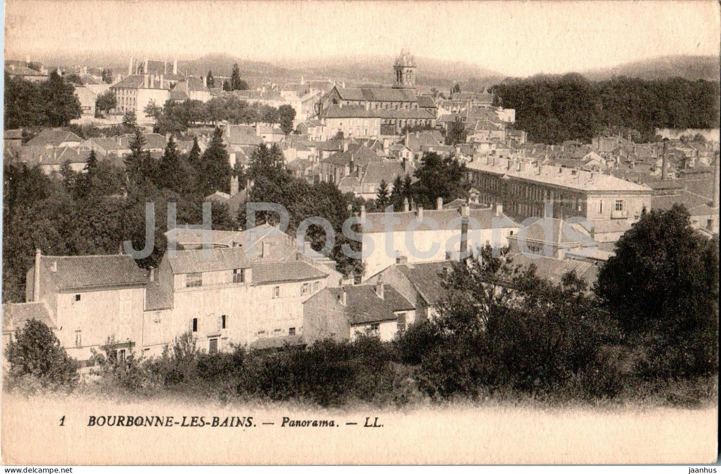 Bourbonne Les Bains - Panorama - 1 - old postcard - 1917 - France - used - JH Postcards