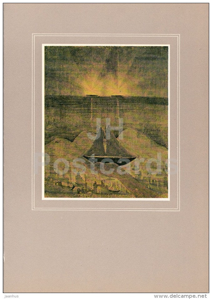 painting by M. Ciurlionis - Sonata of The Sea , 1908 - sailing boat - Lithuanian Art - 1982 - Lithuania USSR - unused - JH Postcards
