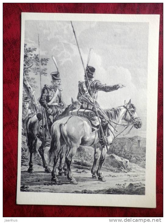 lithography by A.O. Orlowski, 1820  - Cossack Ataman Regiment - art - postcard printed in 1959 - Russia - USSR - unused - JH Postcards