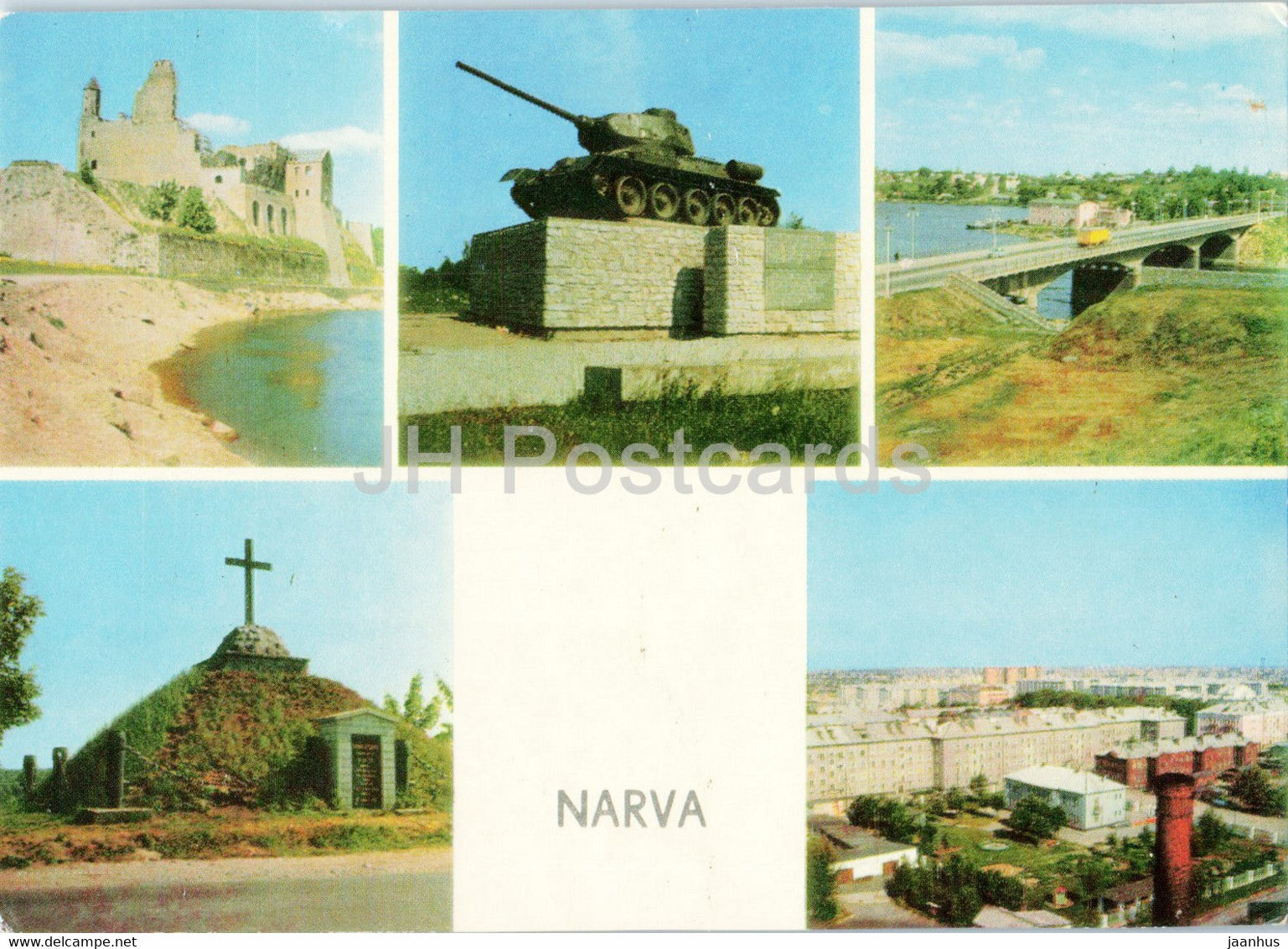 Narva - Hermann Castle - Tank T-34 - Friendship bridge - monument - military - 1972 - Estonia USSR - unused - JH Postcards