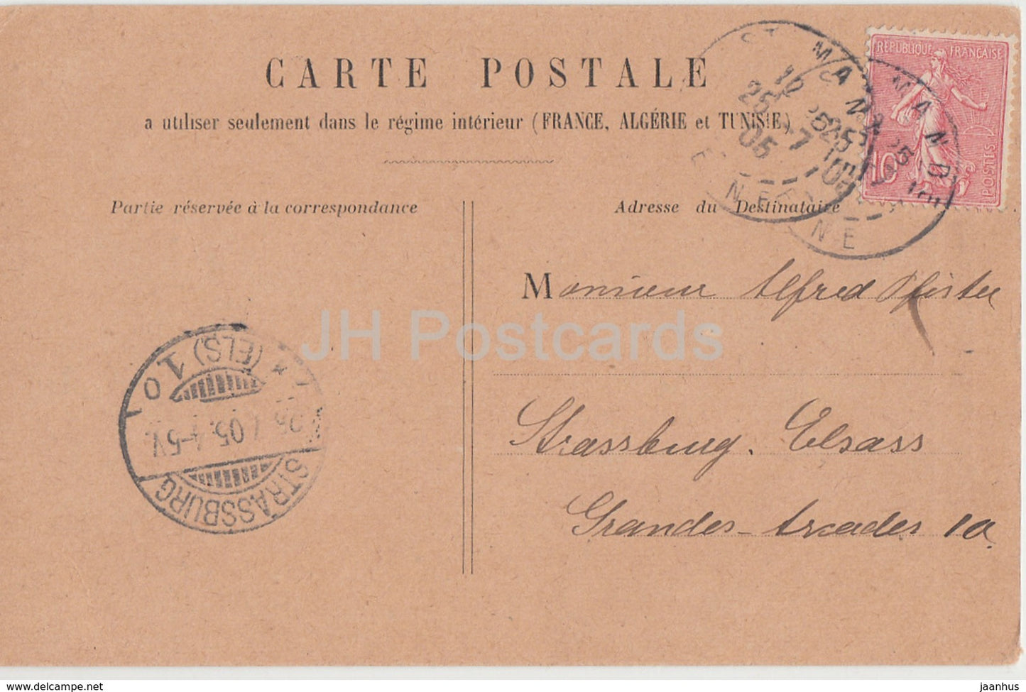 Paris - Statue de Strasbourg - 4298 - old postcard - 1905 - France - used