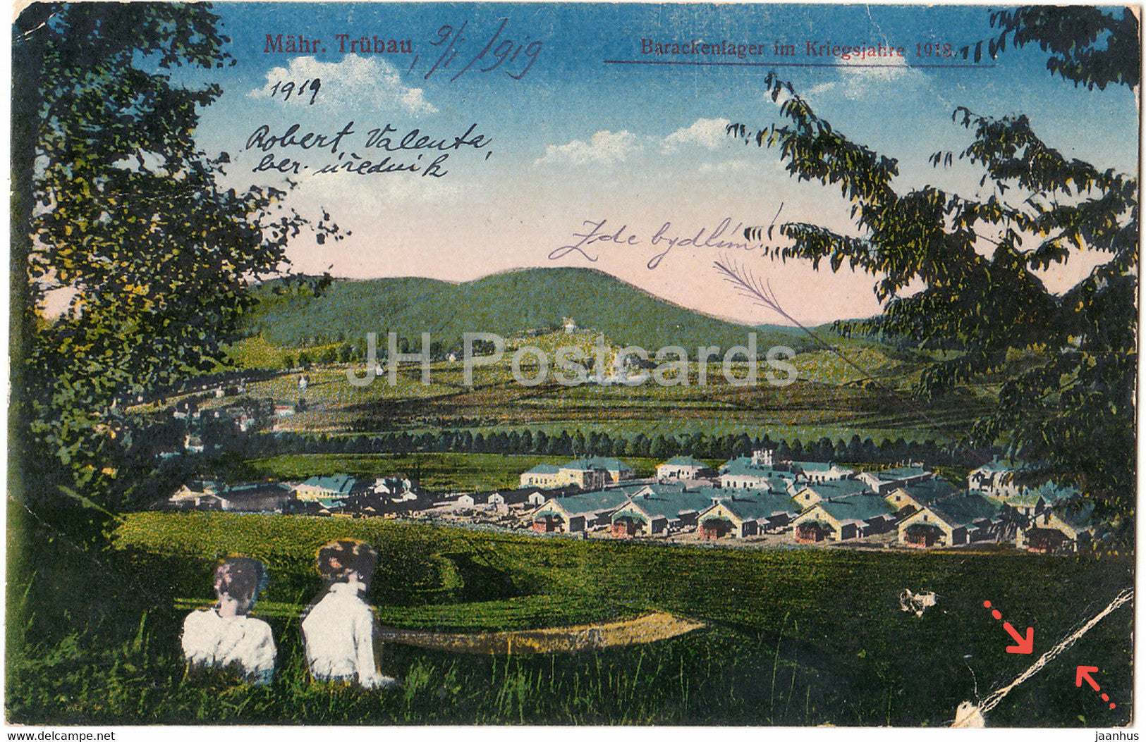 Mahr Trubau - Moravska Trebova - Barackenlager im Kriegsjahre 1918 - 1919 -old postcard - Czech Republic - used - JH Postcards