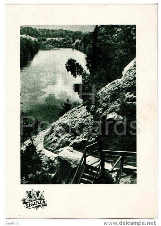 Velna Cave - Gauja River - Sigulda - old postcard - Latvia USSR - unused - JH Postcards