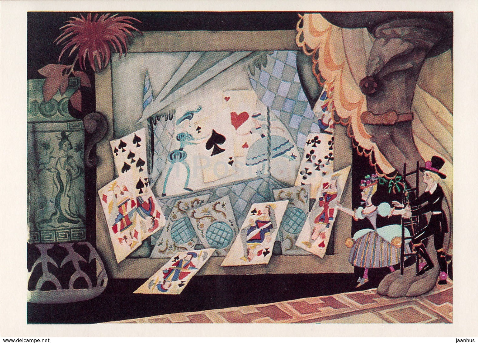 Fairy Tale by Hans Christian Andersen - Shepherdess and the Chimney Sweep - playing cards - 1978 - Russia USSR - unused - JH Postcards