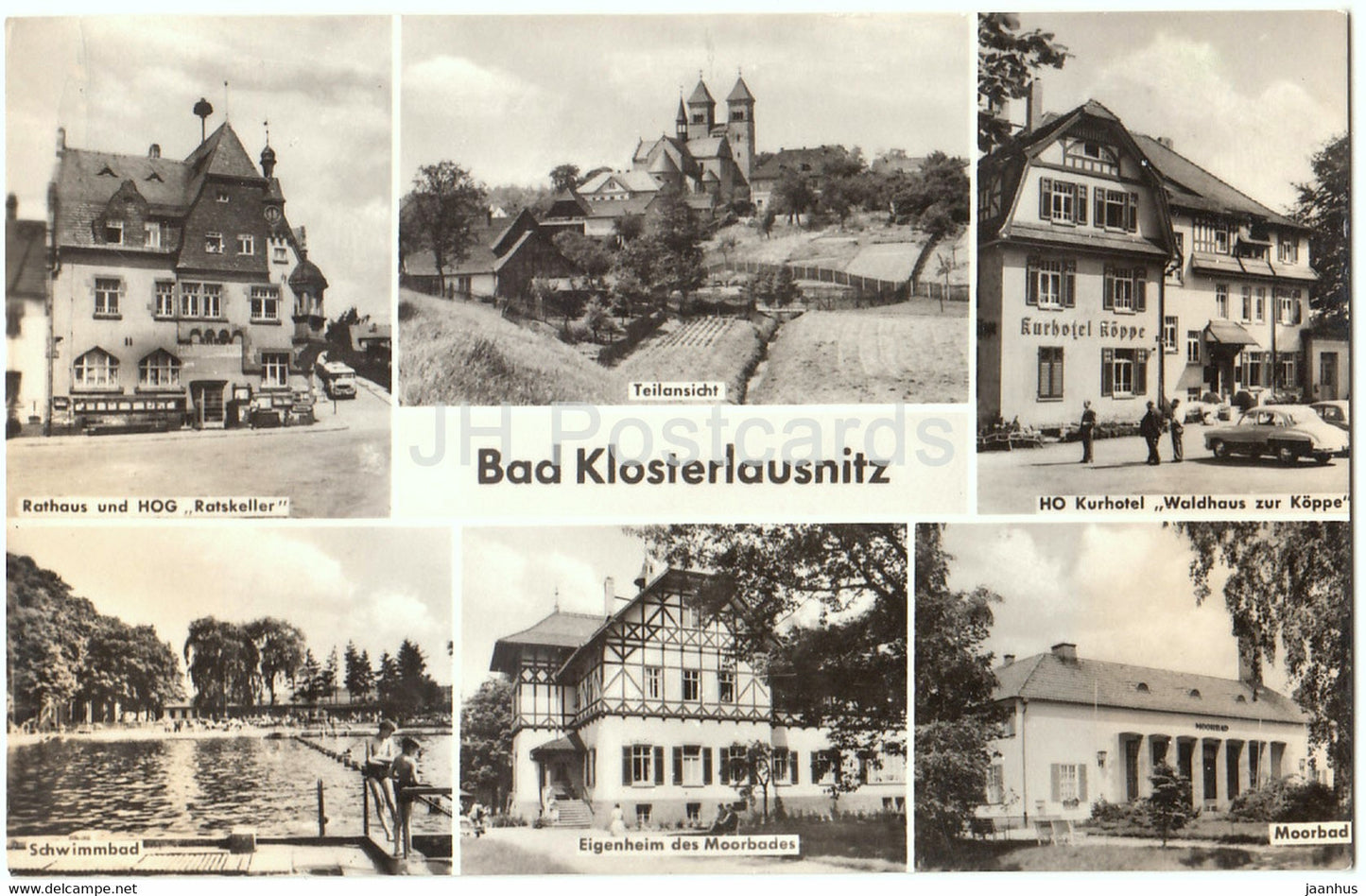 Bad Klosterlausnitz - Rathaus - HOG Ratskeller - Kurhotel Waldhaus zur Koppe - Moorbad - Germany DDR - used - JH Postcards
