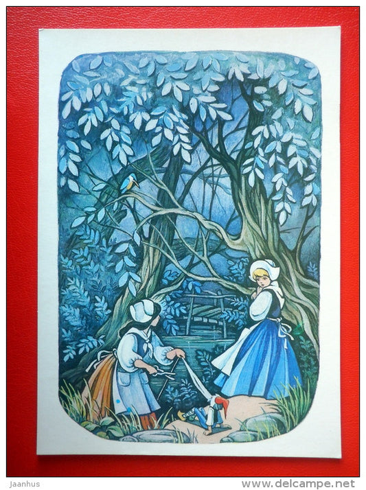 illustration by T. Narskaya - Dwarf - beard - Snow-White and Rose-Red by Grimm Brothers - 1985 - Russia USSR - unused - JH Postcards