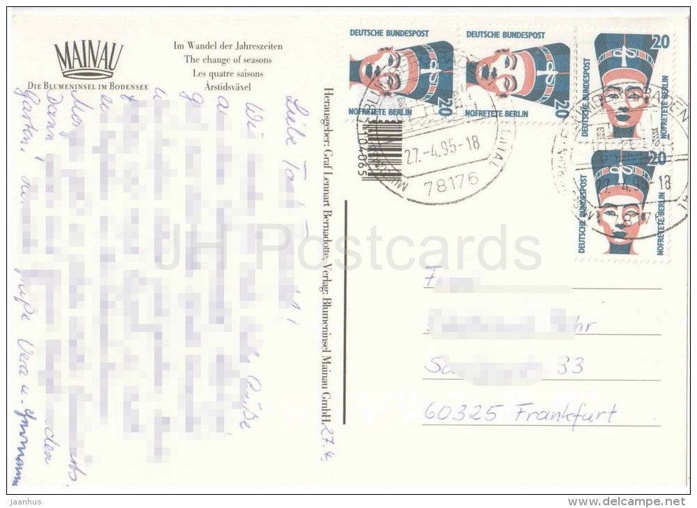 Insel Mainau - Im Wandel der Jahreszeiten - Die Blumeninsel im Bodensee - Germany - 1995 gelaufen - JH Postcards