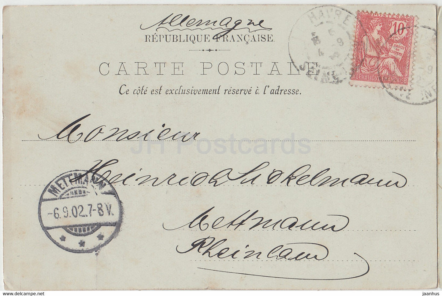 Le Havre - Trois Mats et son Remorqueur - voilier - bateau - 35 - carte postale ancienne - 1902 - France - occasion