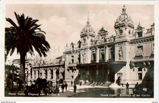 Monte Carlo - Entrance of the Casino - Eingang zum Kasino - 6 - old postcard - 1932 - Monaco - used - JH Postcards