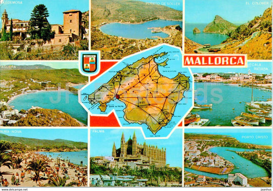 Mallorca - Baleares - map - multiview - 3606 - Spain - used - JH Postcards